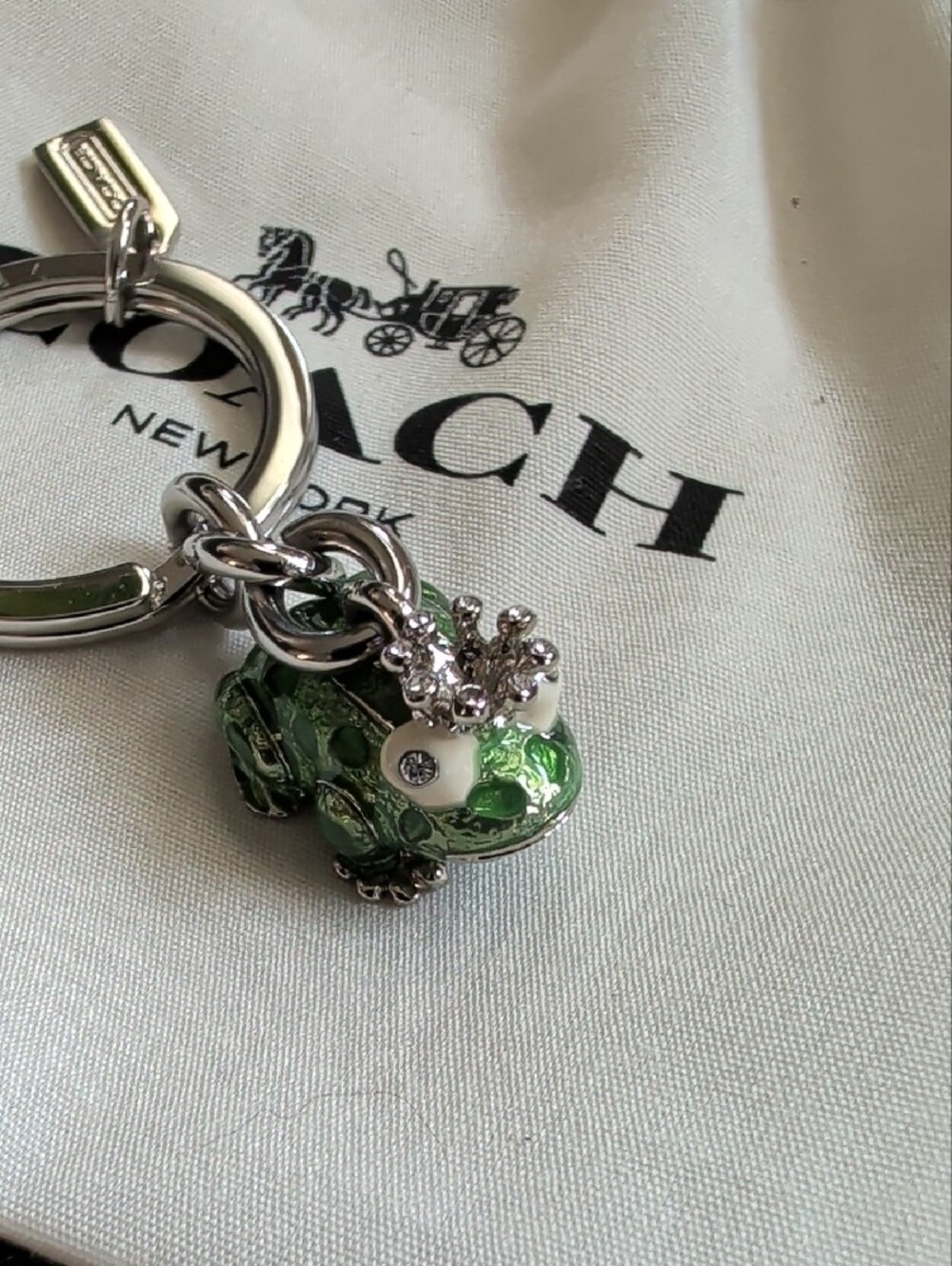 Coach Frog Prince Enameled Keychain With Swarovski Crystals (92448) EUC - Picture 3 of 7
